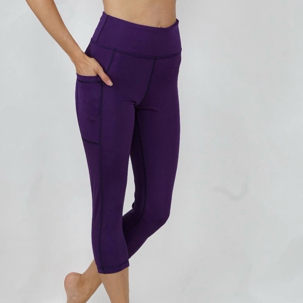 Women's Purple Capris Leggings High Waist